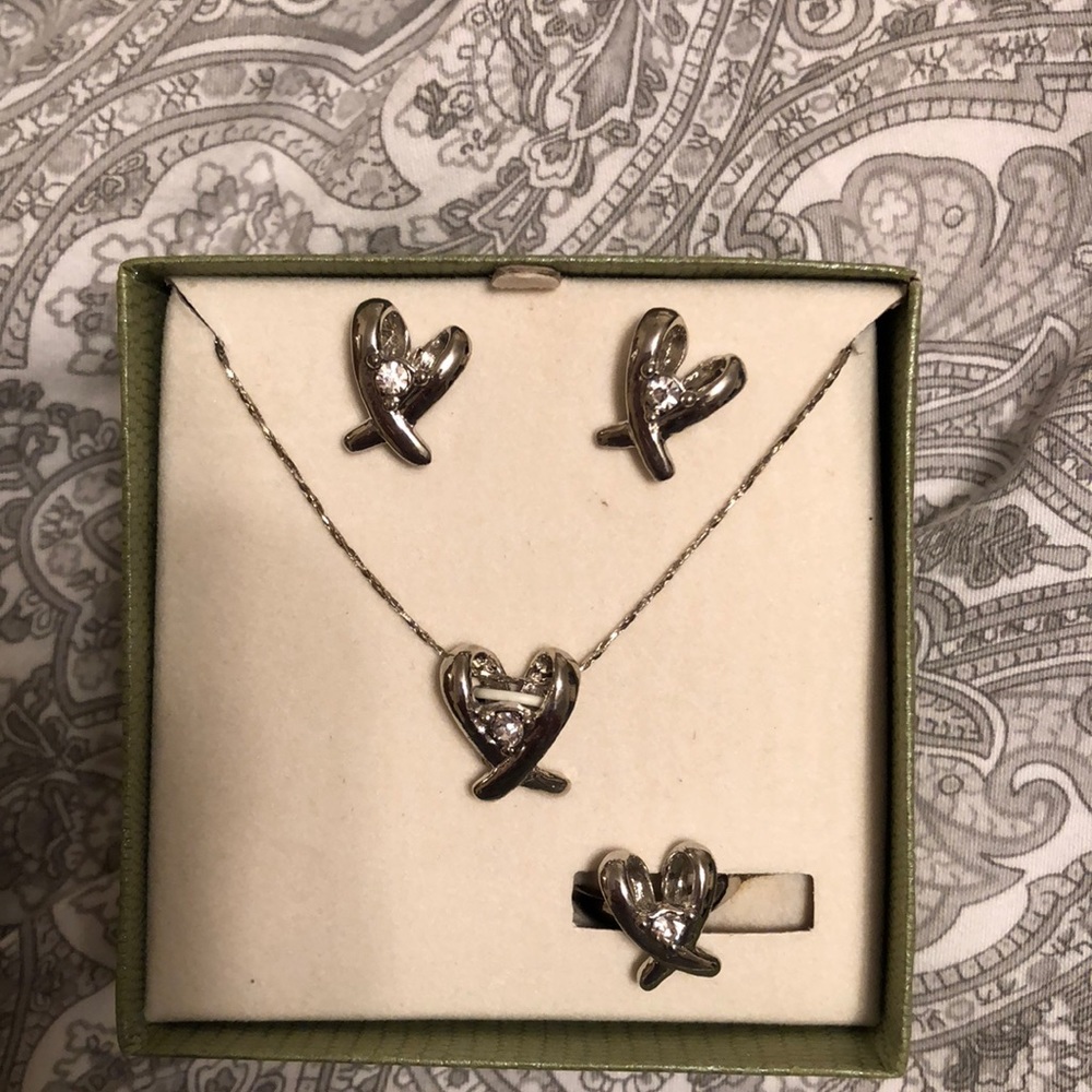 Matching earrings, necklace and ring